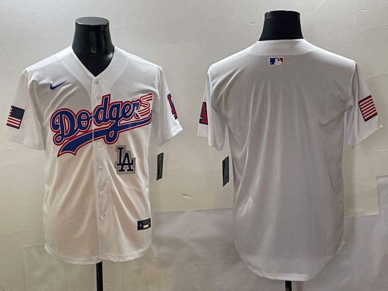 Men Los Angeles Dodgers Blank White national flag second generation joint name Nike 2025 MLB Jersey style 6->los angeles dodgers->MLB Jersey